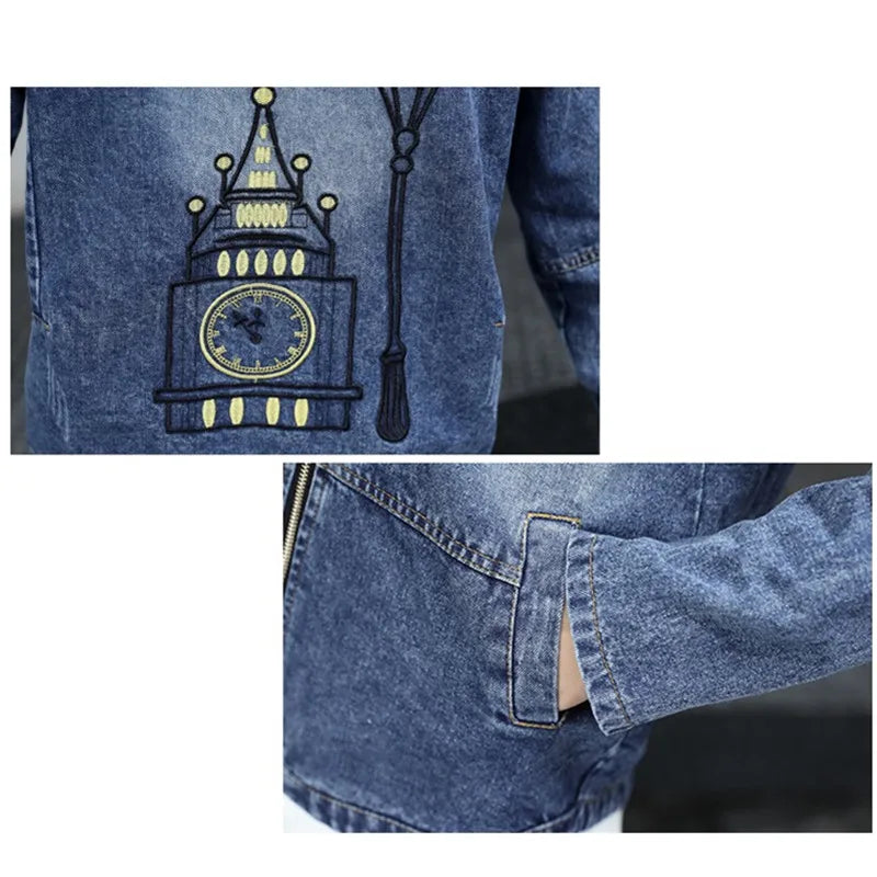 Hooded Denim Jacket Loose 2024 New Spring Autumn Women Long-sleeve Casual Tops Korean Student Short Jeans Coat Plus Size 3XL