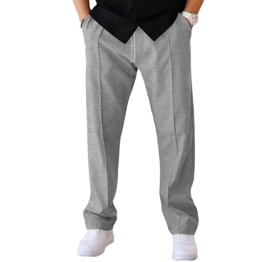 Loose Straight Casual Pants for Men Summer Faion Urban Sle mid Waist Straight Leg Trousers Khaki Color Pure Color Pattern