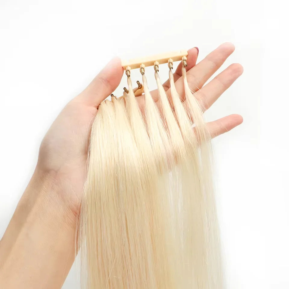 6D Hair Extensions For Salon DIY 6D-2 Generation 100% Human Hair Extensions Micro Beads Blonde 60# 1g/Strand Virgin Remy Hair