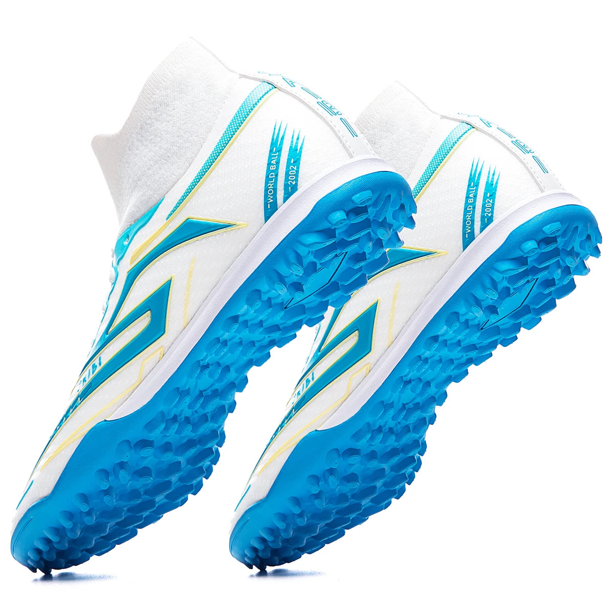 Unisex high-top soccer shoes for adult students, with the option of studded or long studs, available in 4 colors. Sole spikes