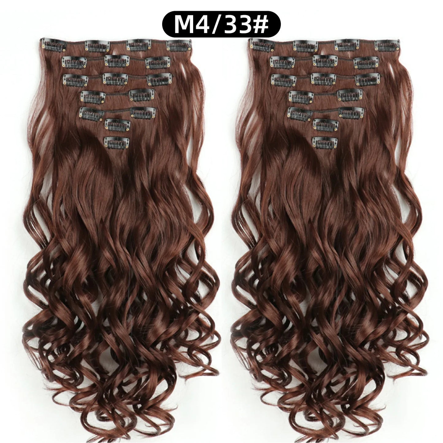 Clip In Hair Extensions 7 PCS Full Head 22 Inch Long Curly Wavy For Women Girls Hair Synthetic Wig Hairpieces
