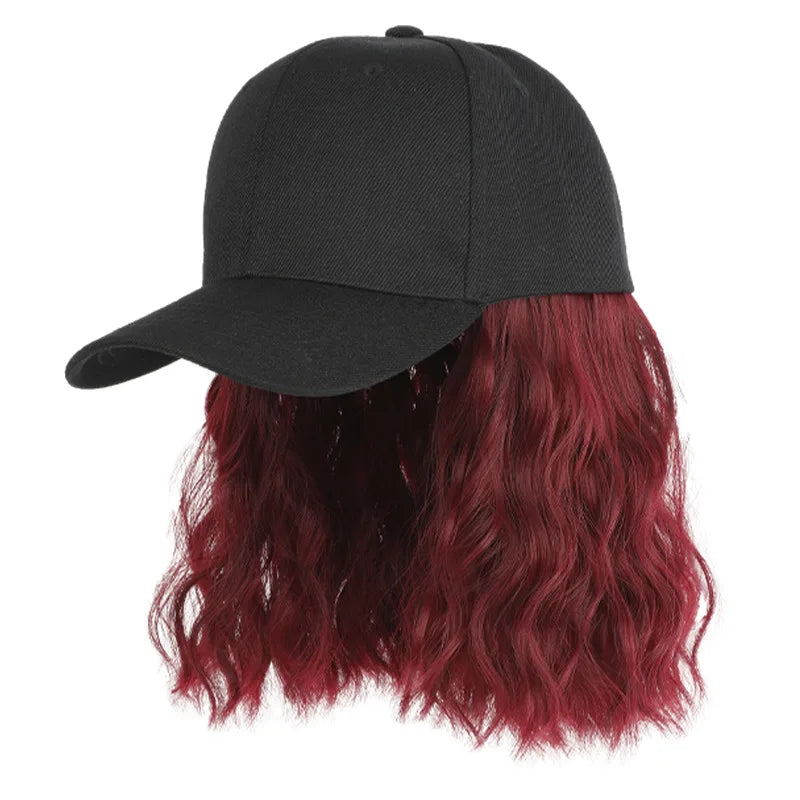 Synthetic Hat Wig for Women Wig Cap with Curly Hair Extensions Hat with Hair Wave Adjustable Baseball Cap Wigs