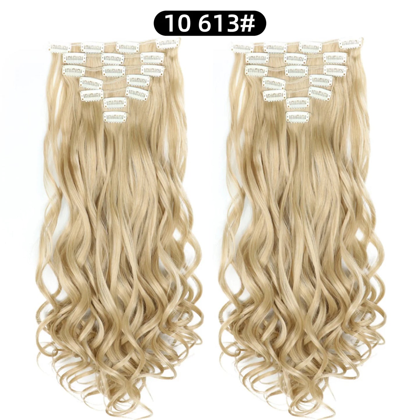 Clip In Hair Extensions 7 PCS Full Head 22 Inch Long Curly Wavy  For Women Girls Hair Synthetic Wig Hairpieces