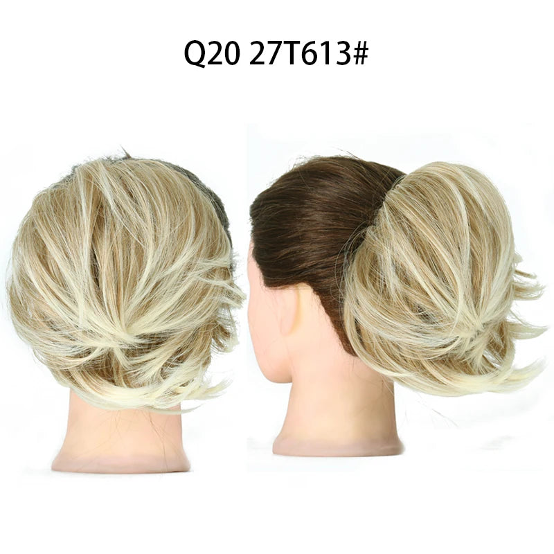 Hair Bun Ponytail Extension, Straight Synthetic Hairpiece Fully Short Ponytail Bun Extensions Hair Accessories Elastic Easy