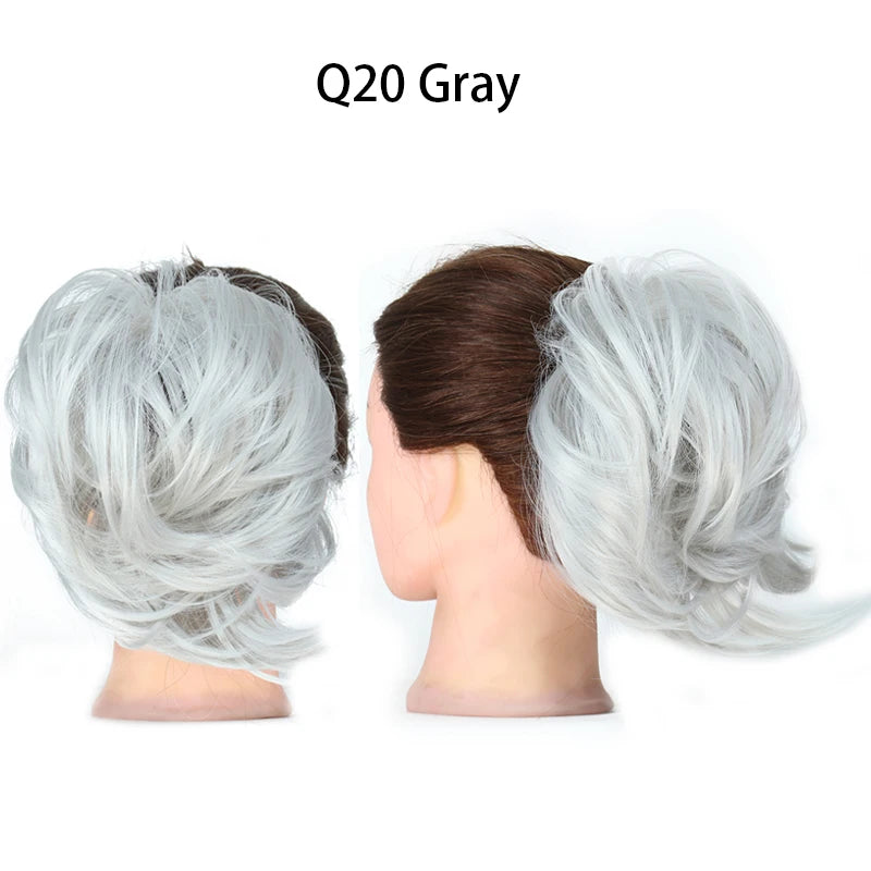 Hair Bun Ponytail Extension, Straight Synthetic Hairpiece Fully Short Ponytail Bun Extensions Hair Accessories Elastic Easy