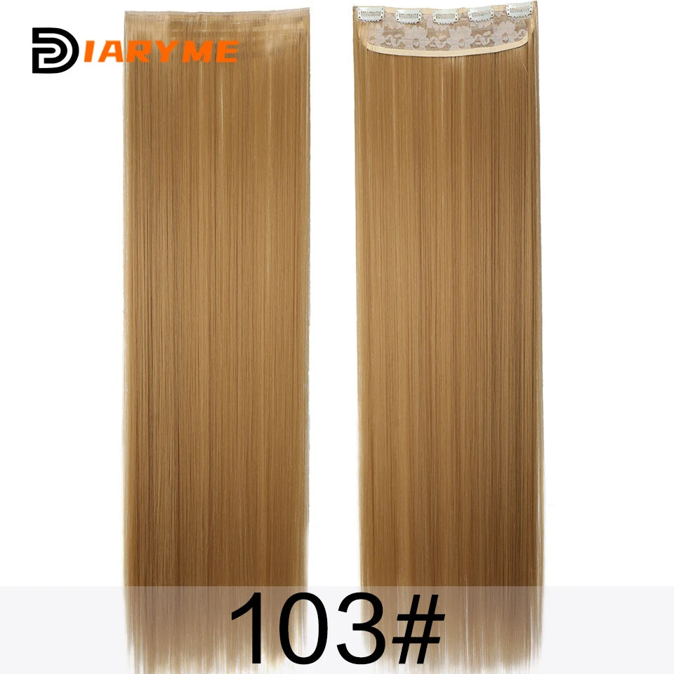 100cm Extra long Straight Hair Extension Synthetic 5 Clip in Hair Extensions For Women Heat Resistant Fibre Black Red Fake Hairp