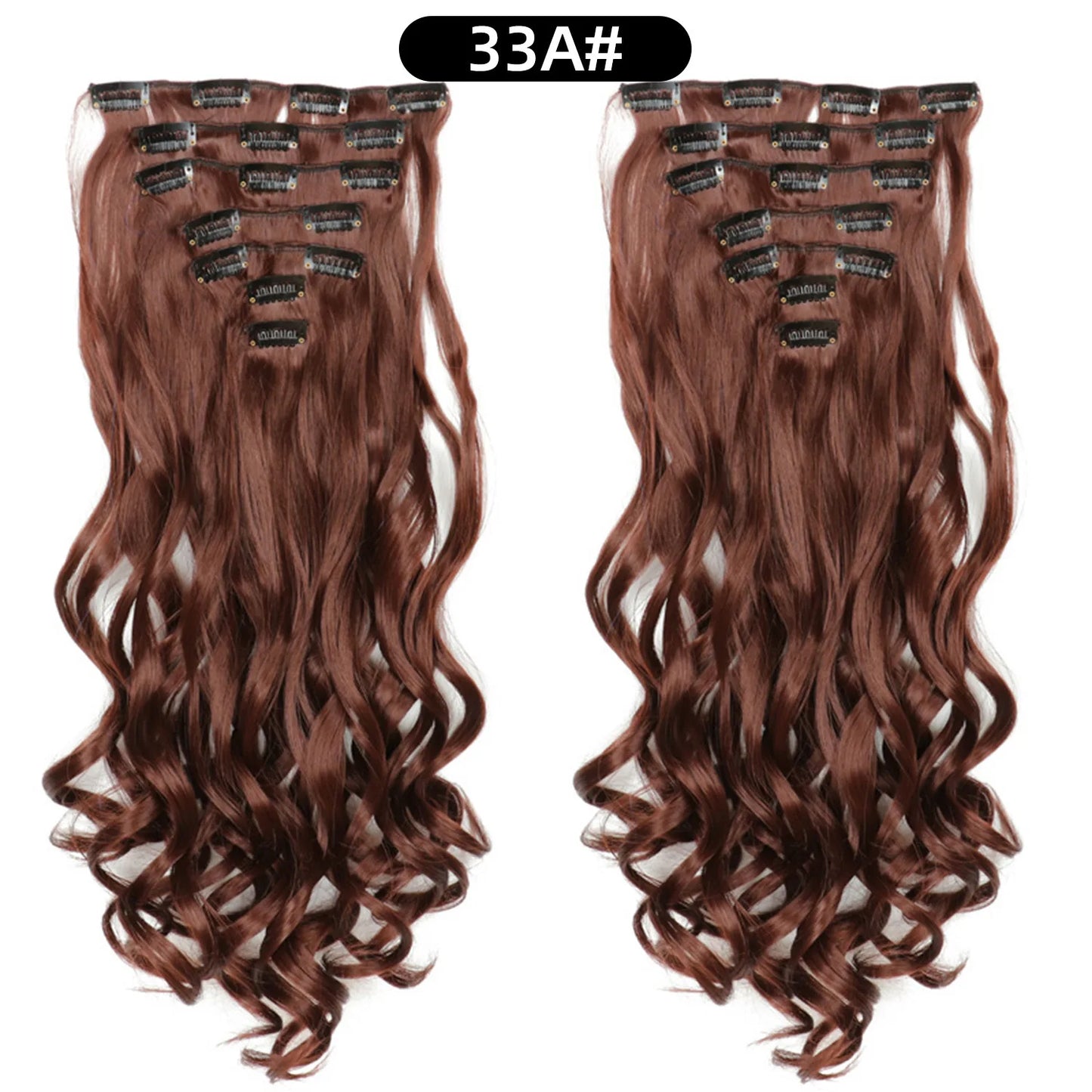 Clip In Hair Extensions 7 PCS Full Head 22 Inch Long Curly Wavy  For Women Girls Hair Synthetic Wig Hairpieces