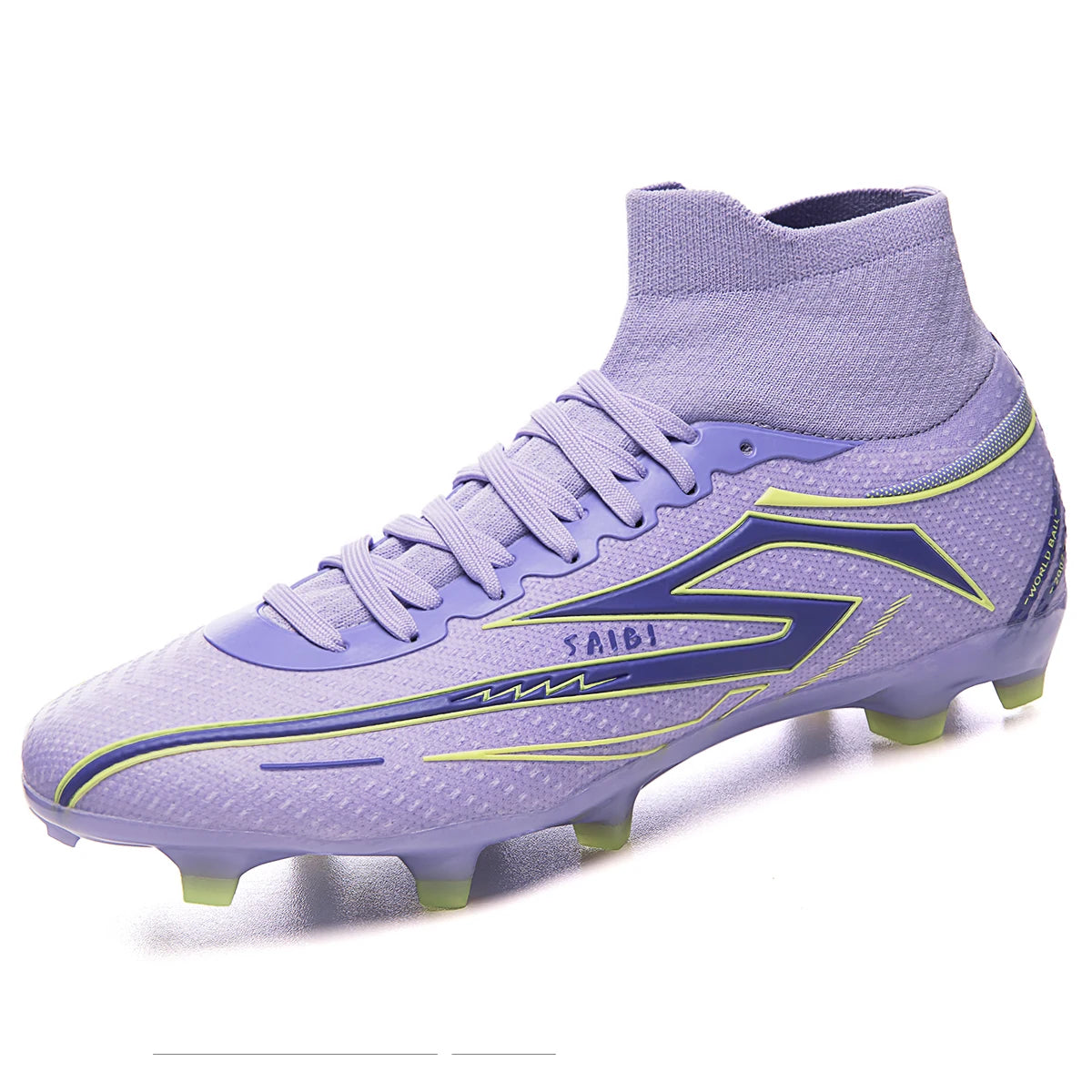 Unisex high-top soccer shoes for adult students, with the option of studded or long studs, available in 4 colors. Sole spikes