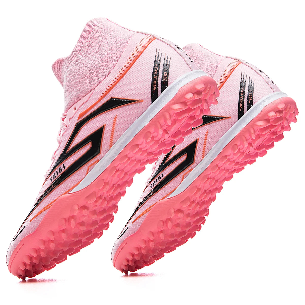 Unisex high-top soccer shoes for adult students, with the option of studded or long studs, available in 4 colors. Sole spikes