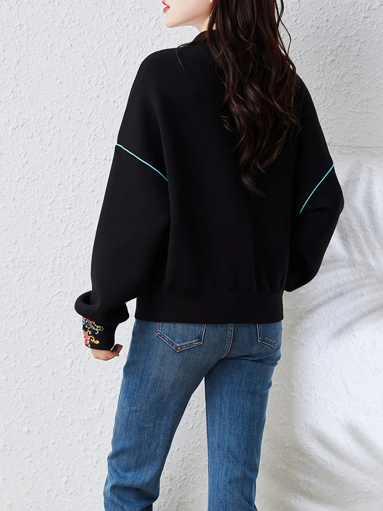 Chinese style Sweatshirts women's Hoodies Fashion pullovers Spring Autumn casual sweatshirts Tops female