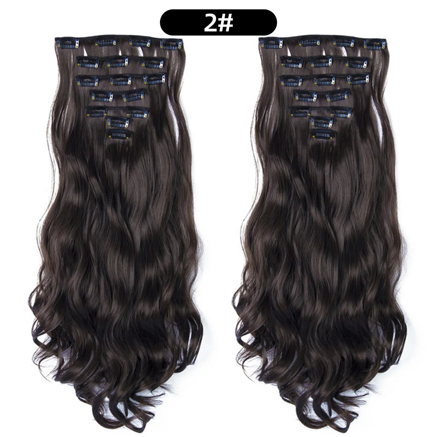Clip In Hair Extensions 7 PCS Full Head 22 Inch Long Curly Wavy  For Women Girls Hair Synthetic Wig Hairpieces