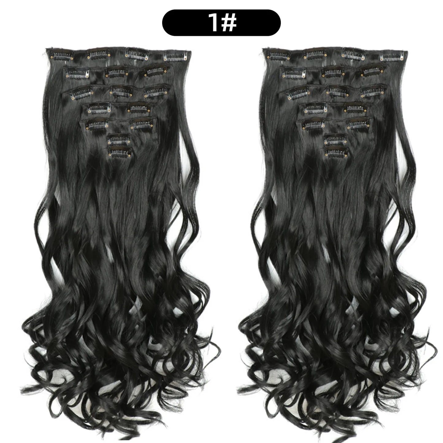 Clip In Hair Extensions 7 PCS Full Head 22 Inch Long Curly Wavy  For Women Girls Hair Synthetic Wig Hairpieces
