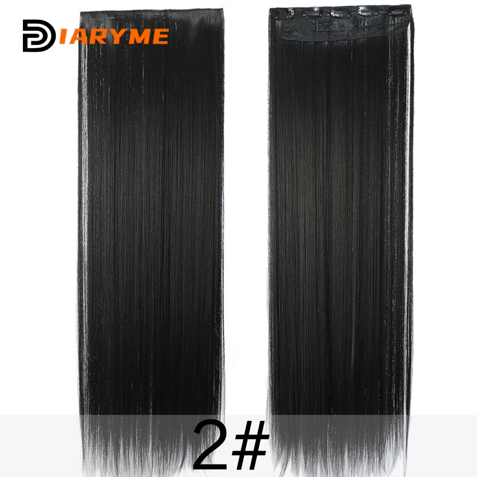 100cm Extra long Straight Hair Extension Synthetic 5 Clip in Hair Extensions For Women Heat Resistant Fibre Black Red Fake Hairp