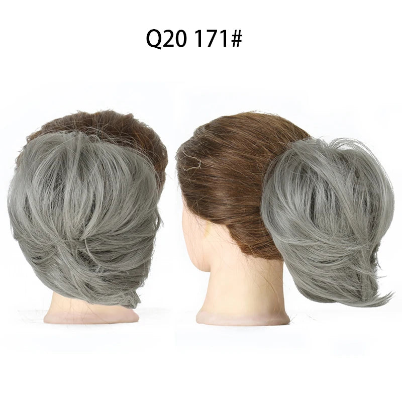 Hair Bun Ponytail Extension, Straight Synthetic Hairpiece Fully Short Ponytail Bun Extensions Hair Accessories Elastic Easy