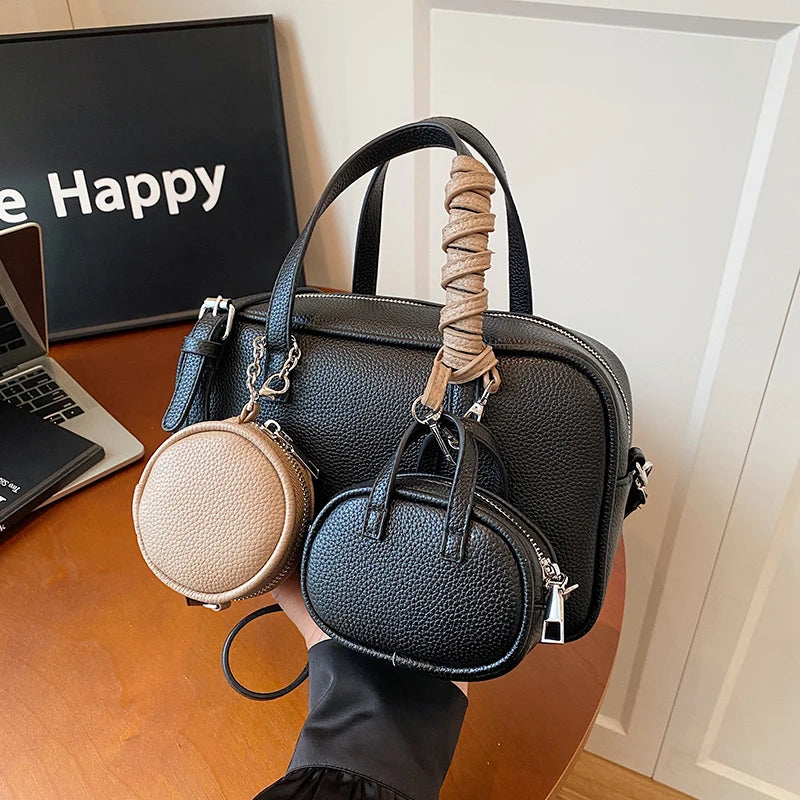Casual Handbag 3-IN-1 Fashion Brand Messenger Bags for Women Pu Leather Crossbody Bag Lady Totes Large Capacity Travel Bag