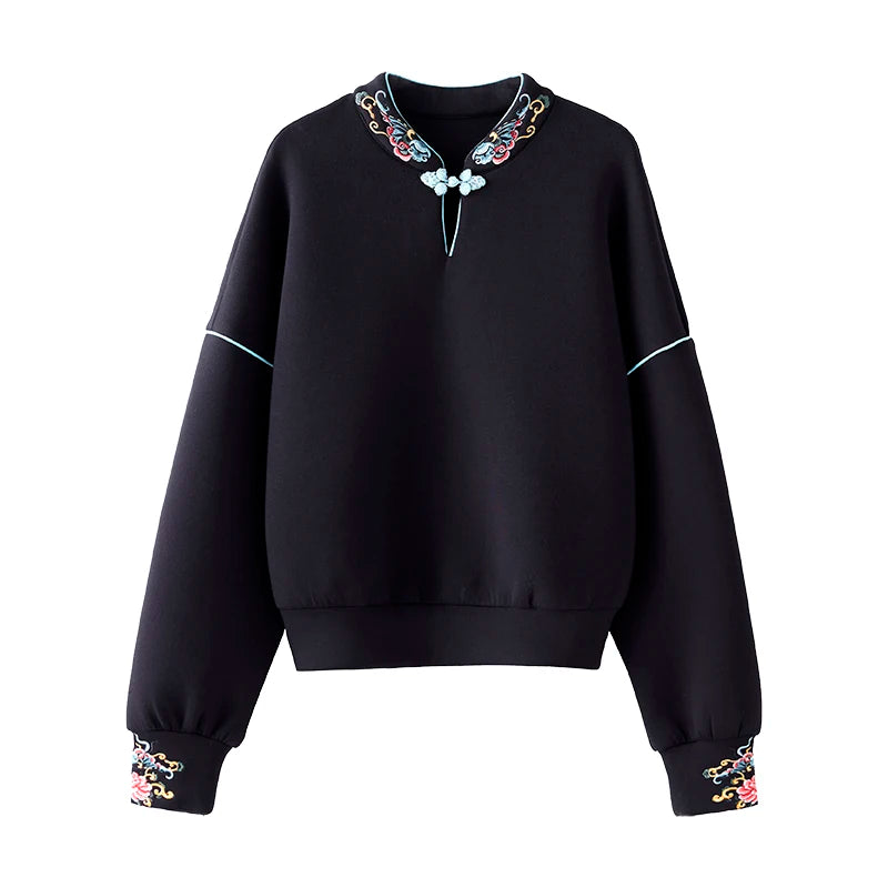 Chinese style Sweatshirts women's Hoodies Fashion pullovers Spring Autumn casual sweatshirts Tops female