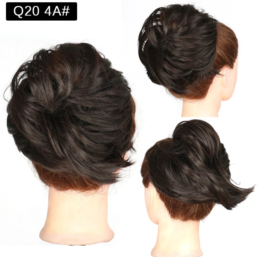Hair Bun Ponytail Extension, Straight Synthetic Hairpiece Fully Short Ponytail Bun Extensions Hair Accessories Elastic Easy