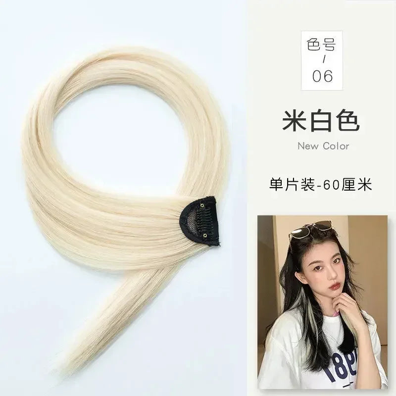 60cm Hair Extension Clip In Hairpiece Long Straight Hanging Ear Wig Clip Synthetic Hair Extensions Accessories Hairpiece Hairpin
