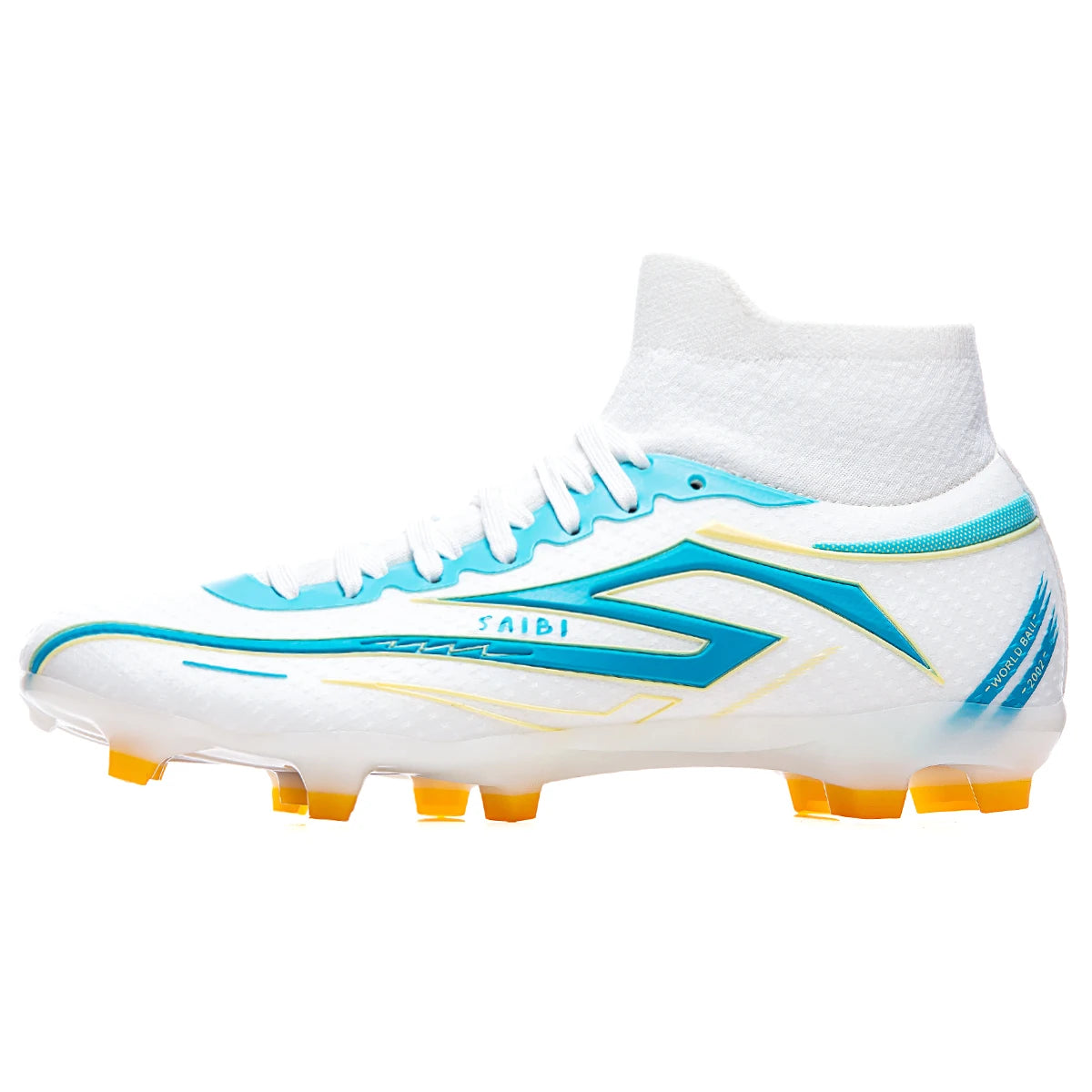 Unisex high-top soccer shoes for adult students, with the option of studded or long studs, available in 4 colors. Sole spikes