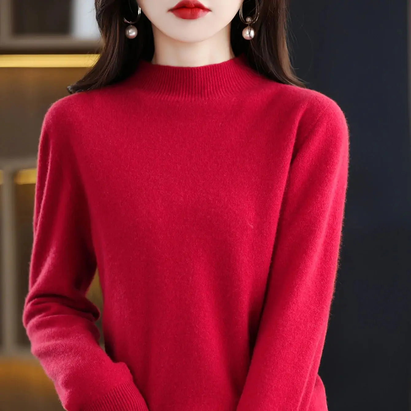 100% Merino Wool Cashmere Sweater Women Knitted Sweater Turtleneck Long Sleeve Pullovers Autumn Winter Clothing Warm Jumper Tops
