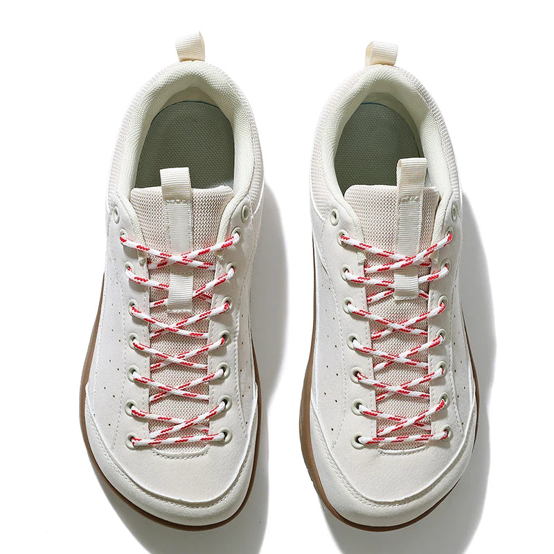 Unisex Wide Toe Shoes Artificial Leather Sneakers Outdoor Casual Walking Shoes Lace Up Retro Men Women Minimalist Barefoot Shoes