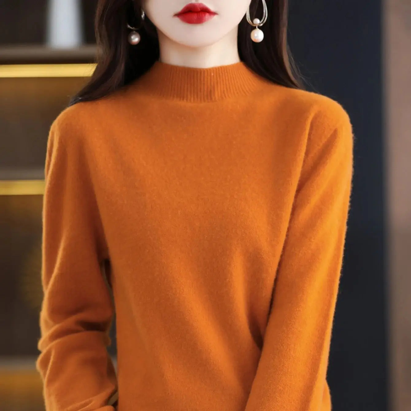 100% Merino Wool Cashmere Sweater Women Knitted Sweater Turtleneck Long Sleeve Pullovers Autumn Winter Clothing Warm Jumper Tops