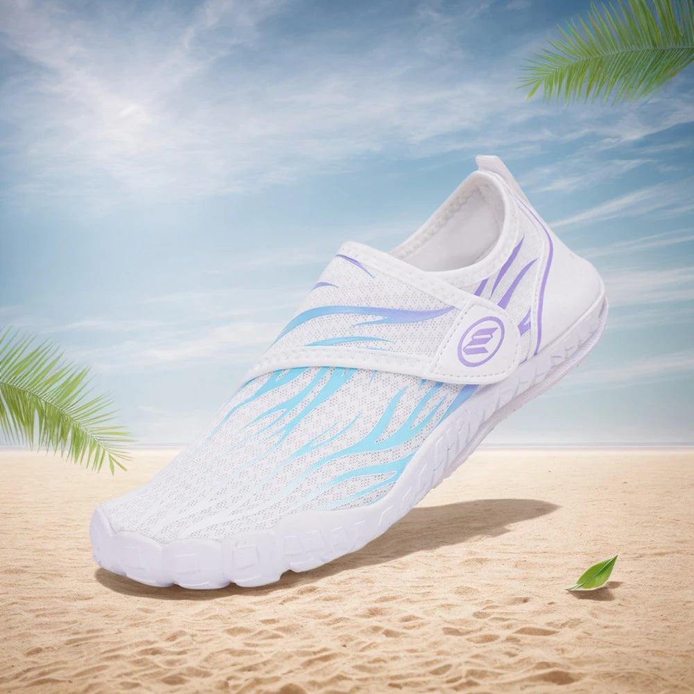 Unisex Water Shoes Lightweight Aqua Shoes Non Slip Barefoot Beach Shoes Hook and Loop Fastener Casual Wading Shoes for Men Women