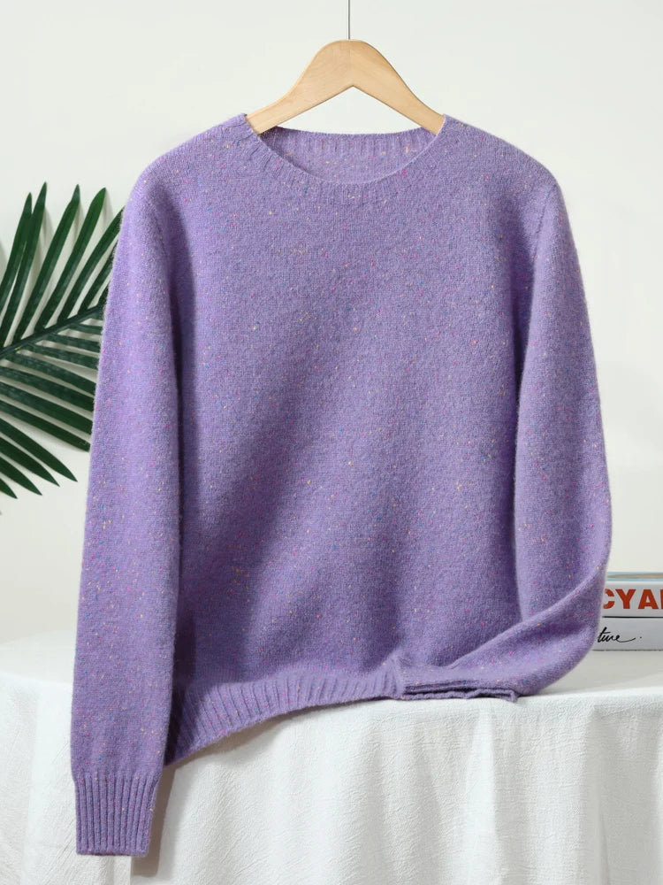 ZYCZCXX Women's Clothes 100% Merino Wool Round Neck Long-Sleeved Sweater 2025 New Pullover Autumn Winter Thick Colored Sweater