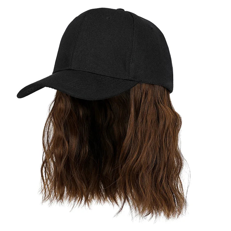 Synthetic Hat Wig for Women Wig Cap with Curly Hair Extensions Hat with Hair Wave Adjustable Baseball Cap Wigs