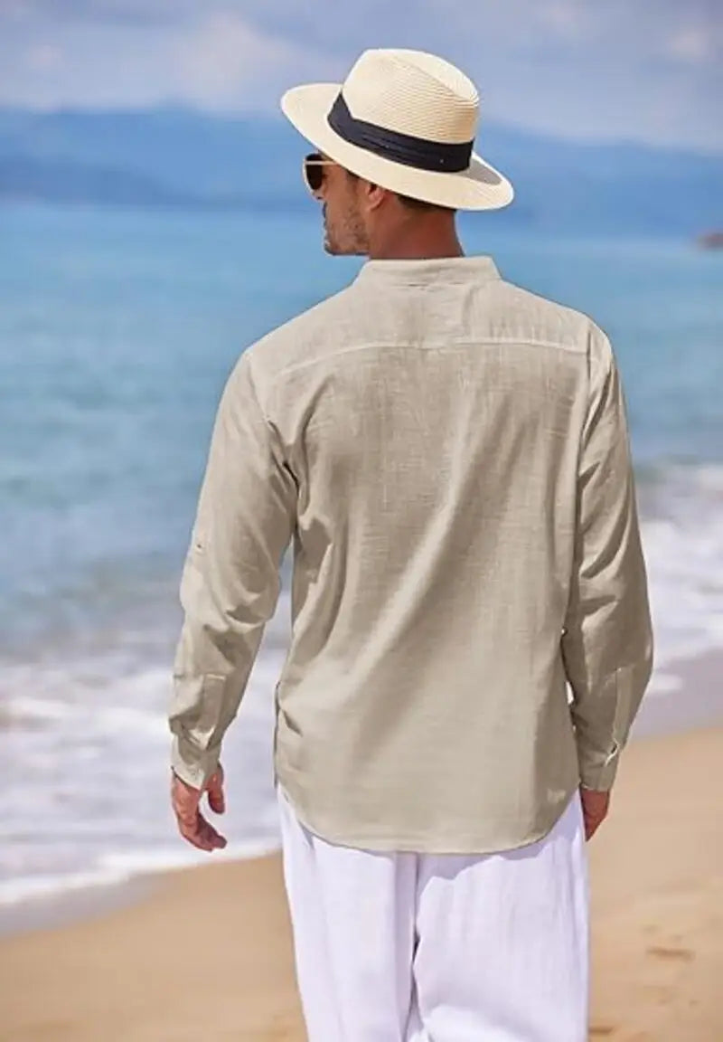 New Men's Casual Blouse Cotton Linen Shirt Loose Tops Long Sleeve Tee Shirt Spring Autumn Casual Handsome Men's Shirts