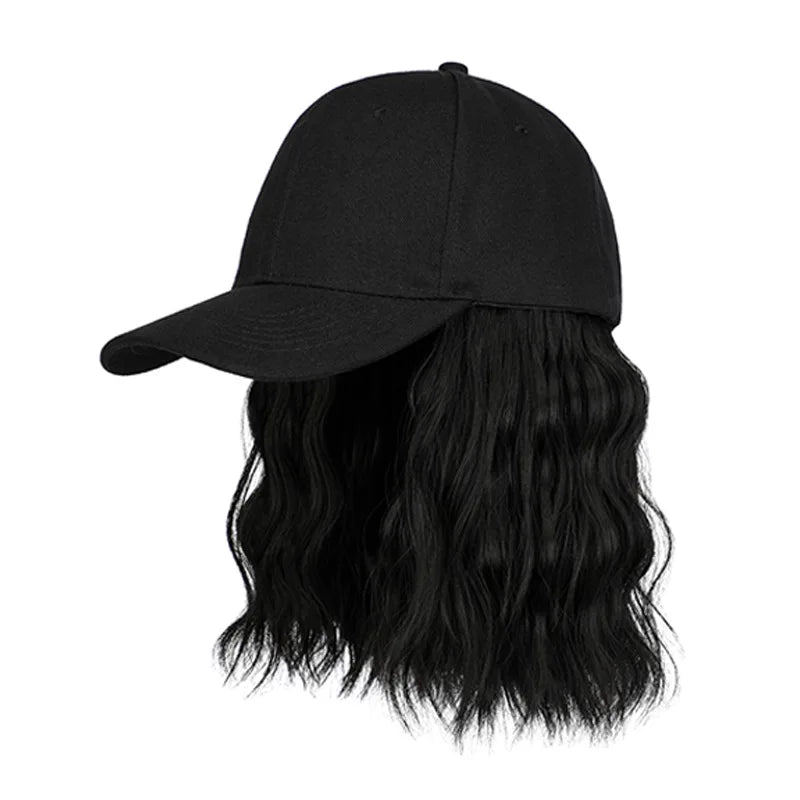 Synthetic Hat Wig for Women Wig Cap with Curly Hair Extensions Hat with Hair Wave Adjustable Baseball Cap Wigs