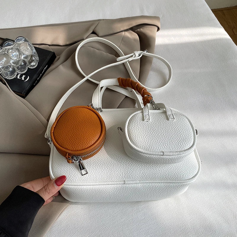 Casual Handbag 3-IN-1 Fashion Brand Messenger Bags for Women Pu Leather Crossbody Bag Lady Totes Large Capacity Travel Bag