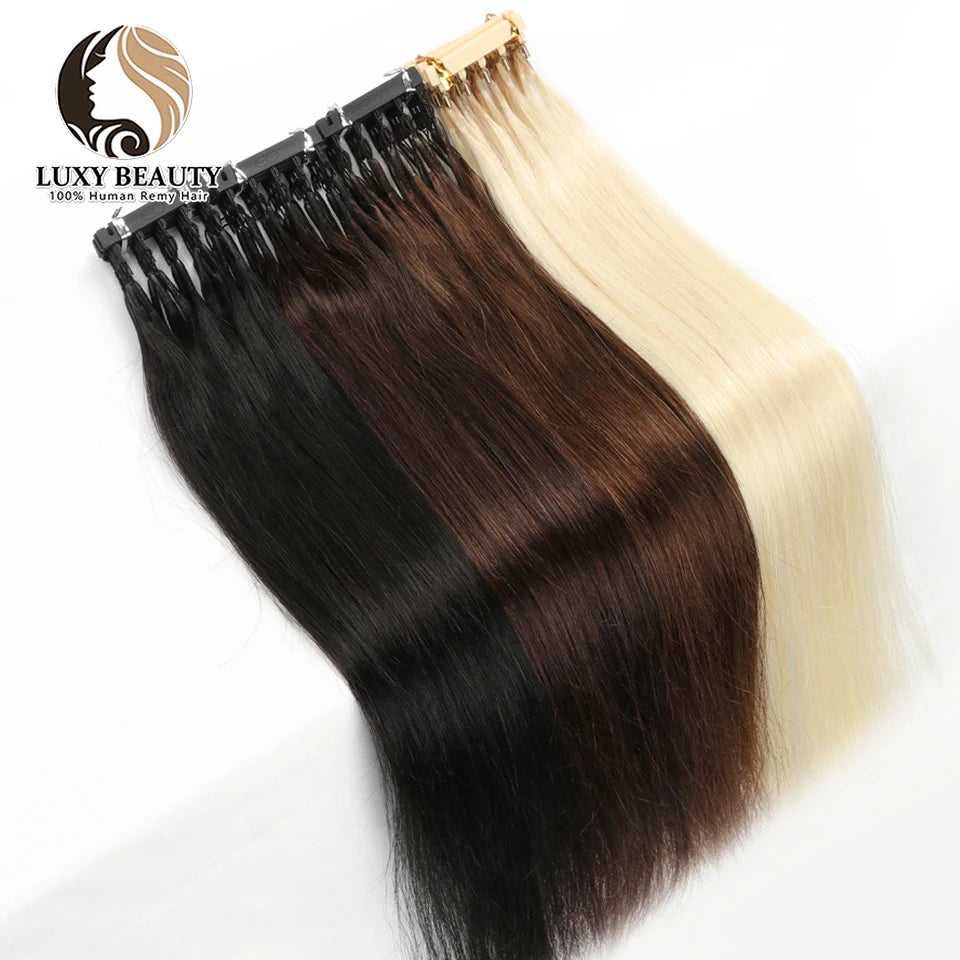 6D Hair Extensions For Salon DIY 6D-2 Generation 100% Human Hair Extensions Micro Beads Blonde 60# 1g/Strand Virgin Remy Hair