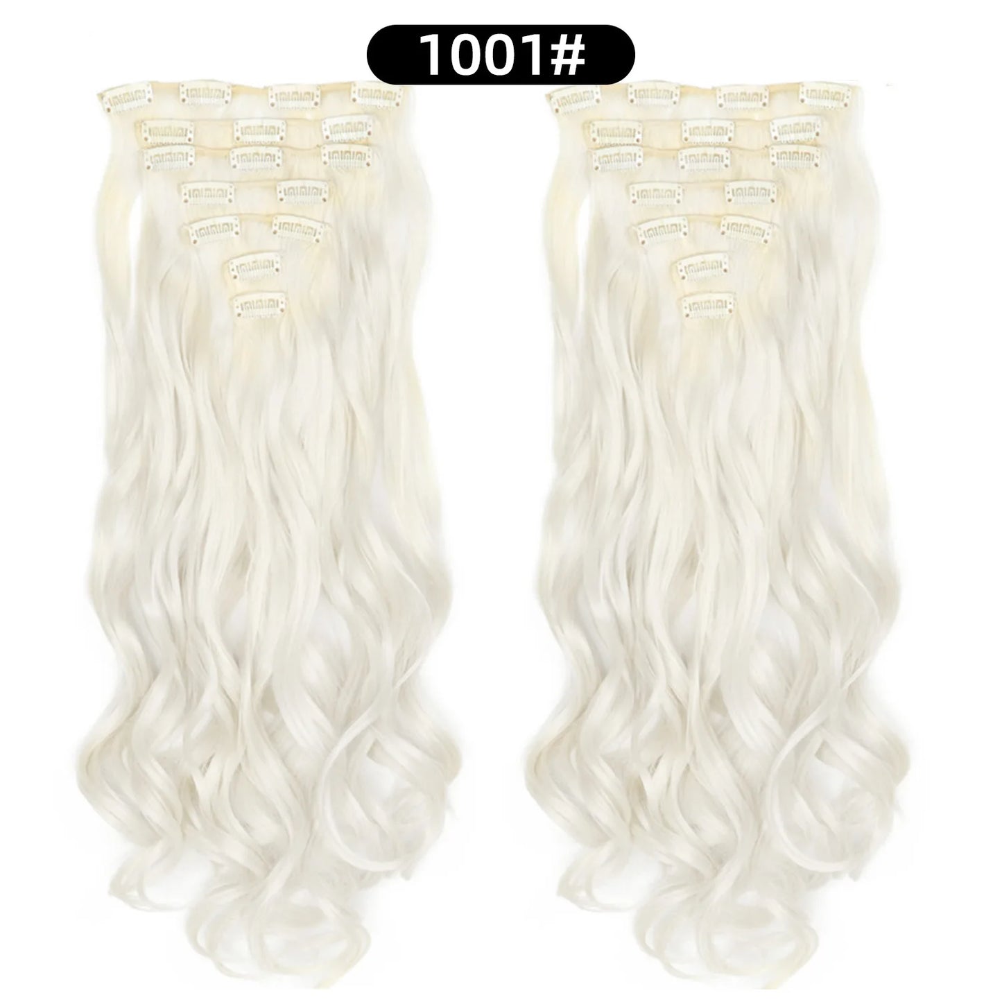 Clip In Hair Extensions 7 PCS Full Head 22 Inch Long Curly Wavy  For Women Girls Hair Synthetic Wig Hairpieces