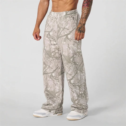 2025 New Jogger Straight Trendy Fitness Pants Men's Camouflage Wide Leg Pants Breathable running sweatpants loose men trousers