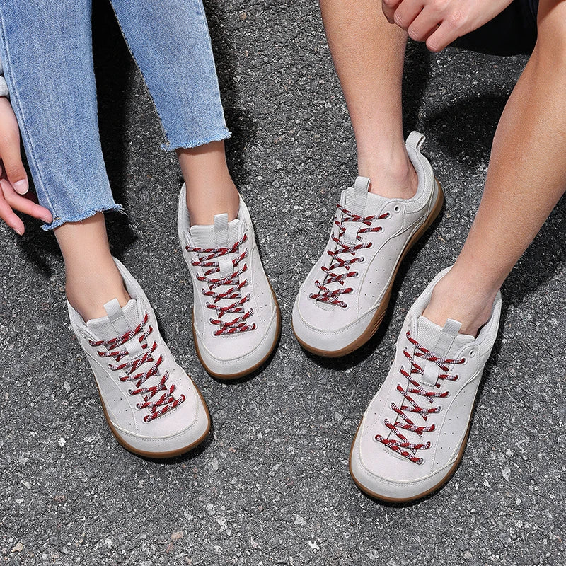 Unisex Wide Toe Shoes Artificial Leather Sneakers Outdoor Casual Walking Shoes Lace Up Retro Men Women Minimalist Barefoot Shoes