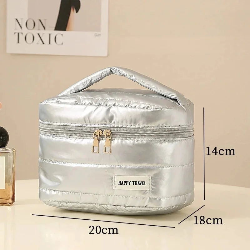 Travel Makeup Bag, Large Capacity Cosmetic Bags for Women, Portable Waterproof Toiletry Bag Makeup Organizer Bag with Handle
