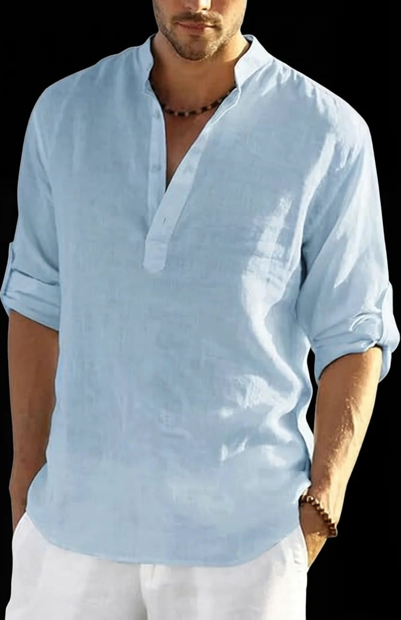 New Men's Casual Blouse Cotton Linen Shirt Loose Tops Long Sleeve Tee Shirt Spring Autumn Casual Handsome Men's Shirts