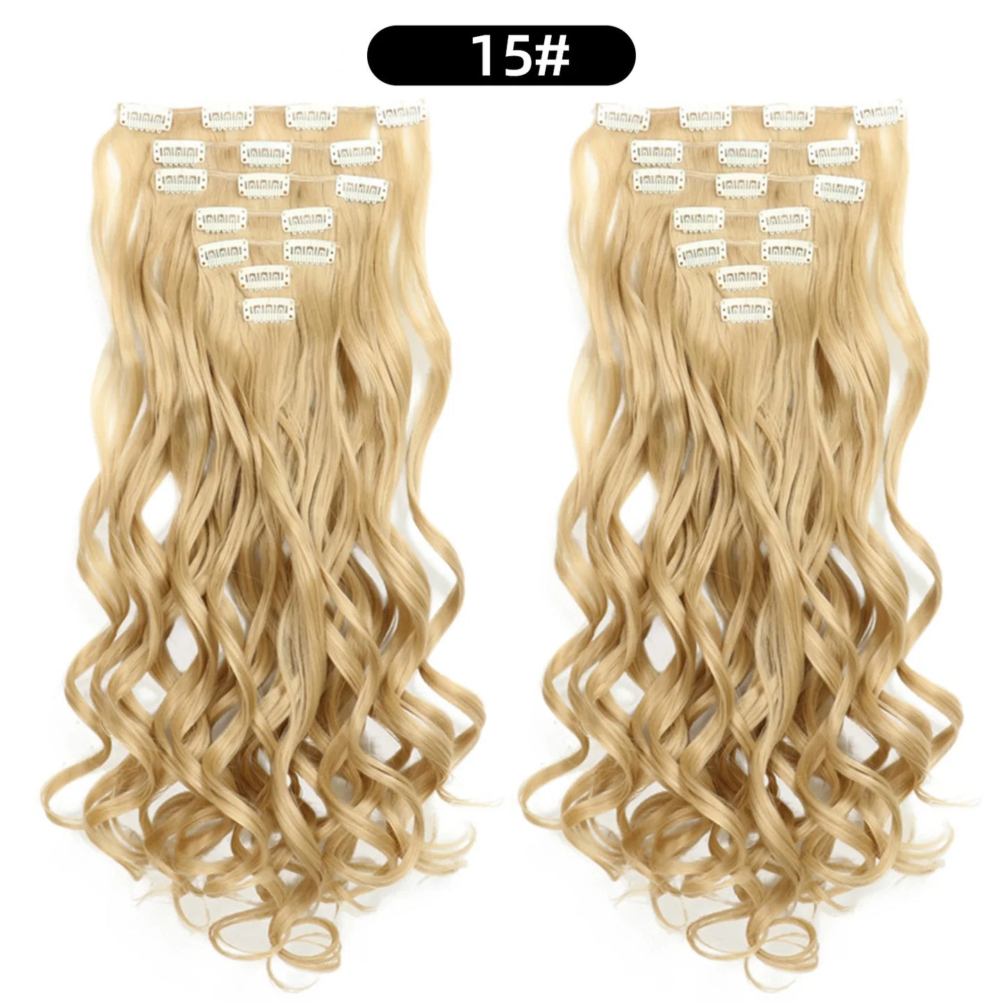 Clip In Hair Extensions 7 PCS Full Head 22 Inch Long Curly Wavy  For Women Girls Hair Synthetic Wig Hairpieces