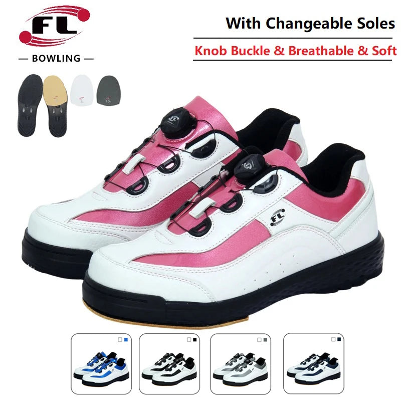 Unisex Professional Bowling Shoes Right Left Hand Athletic Sneakers Changeable Soles Hard-Wearing Big Size Bowling Shoe 35-46