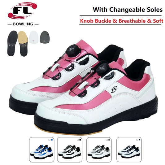 Unisex Professional Bowling Shoes Right Left Hand Athletic Sneakers Changeable Soles Hard-Wearing Big Size Bowling Shoe 35-46