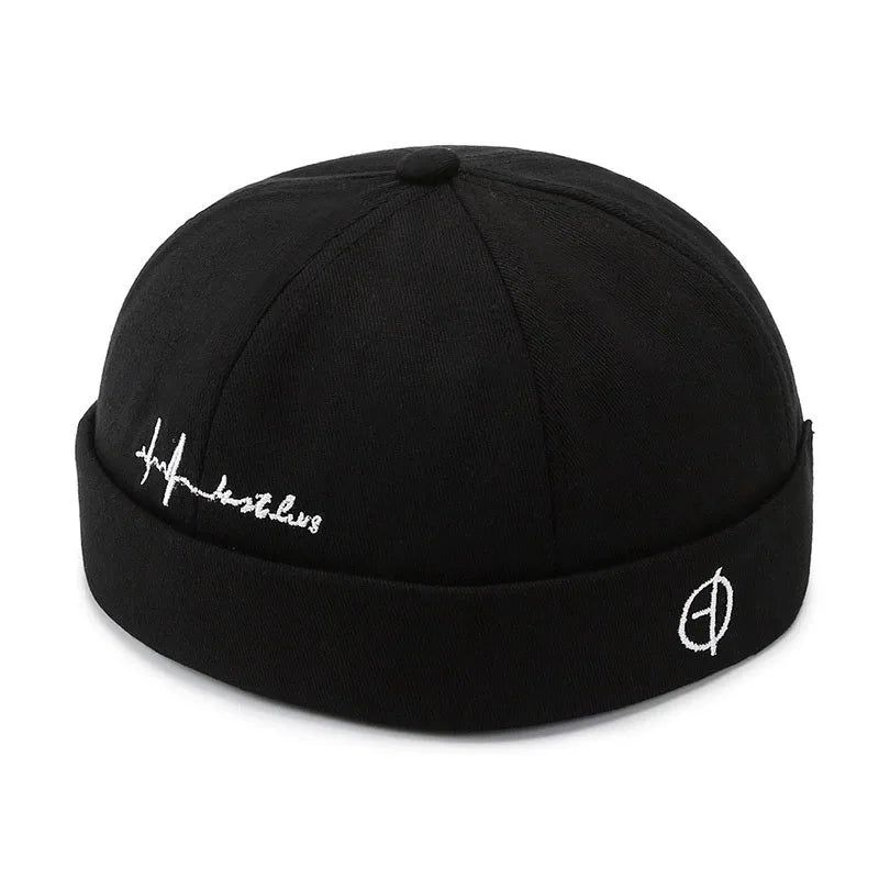 INS Literary Style Heart Love Label Docker Cap Vintage Brimless Hat Skullies Cap Beanie Hats Landlord Sailor Cap Men and Women