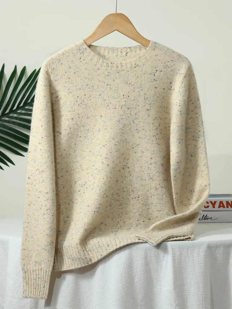 ZYCZCXX Women's Clothes 100% Merino Wool Round Neck Long-Sleeved Sweater 2025 New Pullover Autumn Winter Thick Colored Sweater