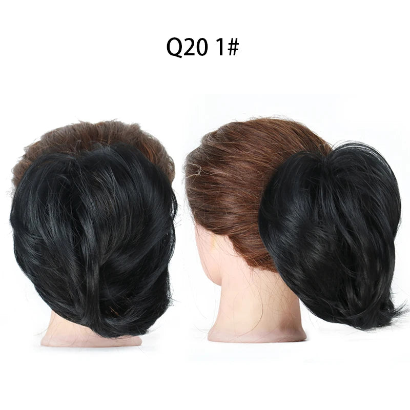 Hair Bun Ponytail Extension, Straight Synthetic Hairpiece Fully Short Ponytail Bun Extensions Hair Accessories Elastic Easy
