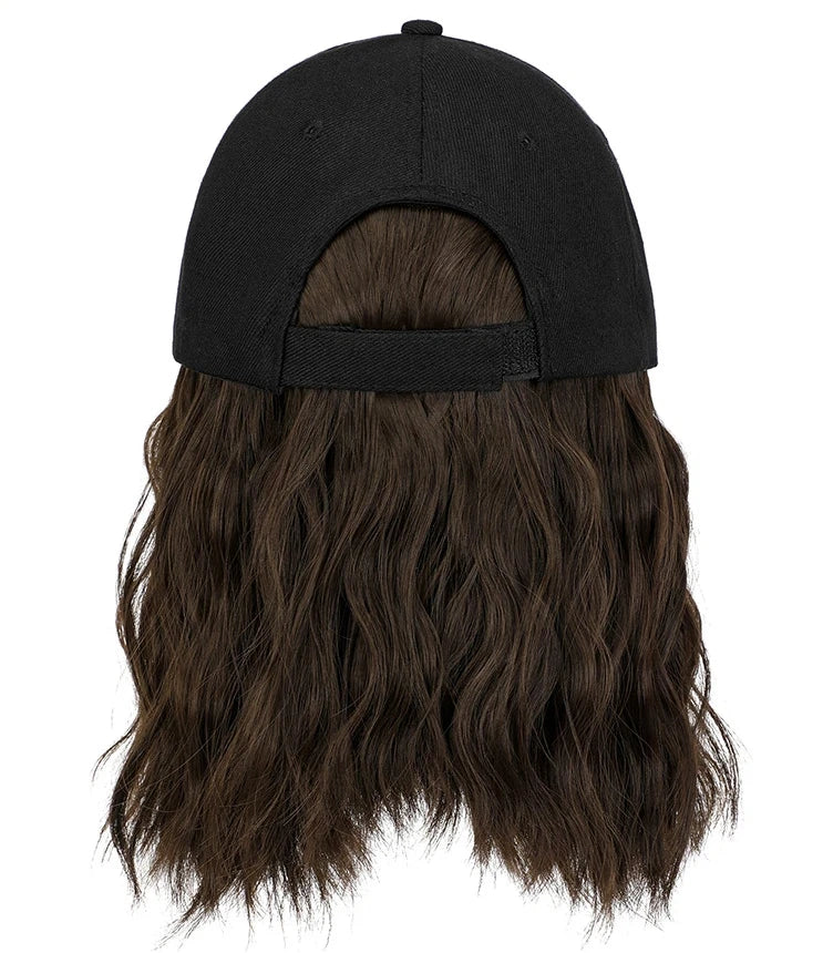 Synthetic Hat Wig for Women Wig Cap with Curly Hair Extensions Hat with Hair Wave Adjustable Baseball Cap Wigs