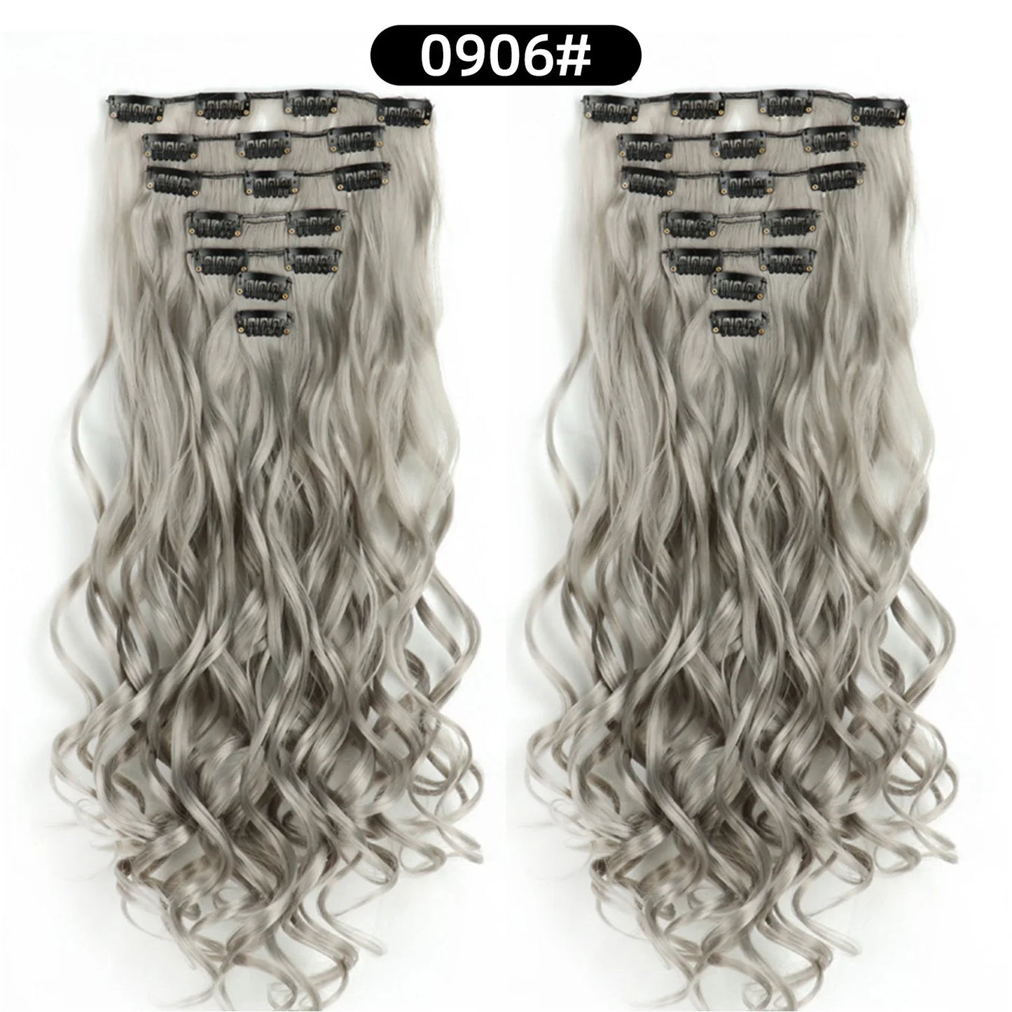 Clip In Hair Extensions 7 PCS Full Head 22 Inch Long Curly Wavy  For Women Girls Hair Synthetic Wig Hairpieces