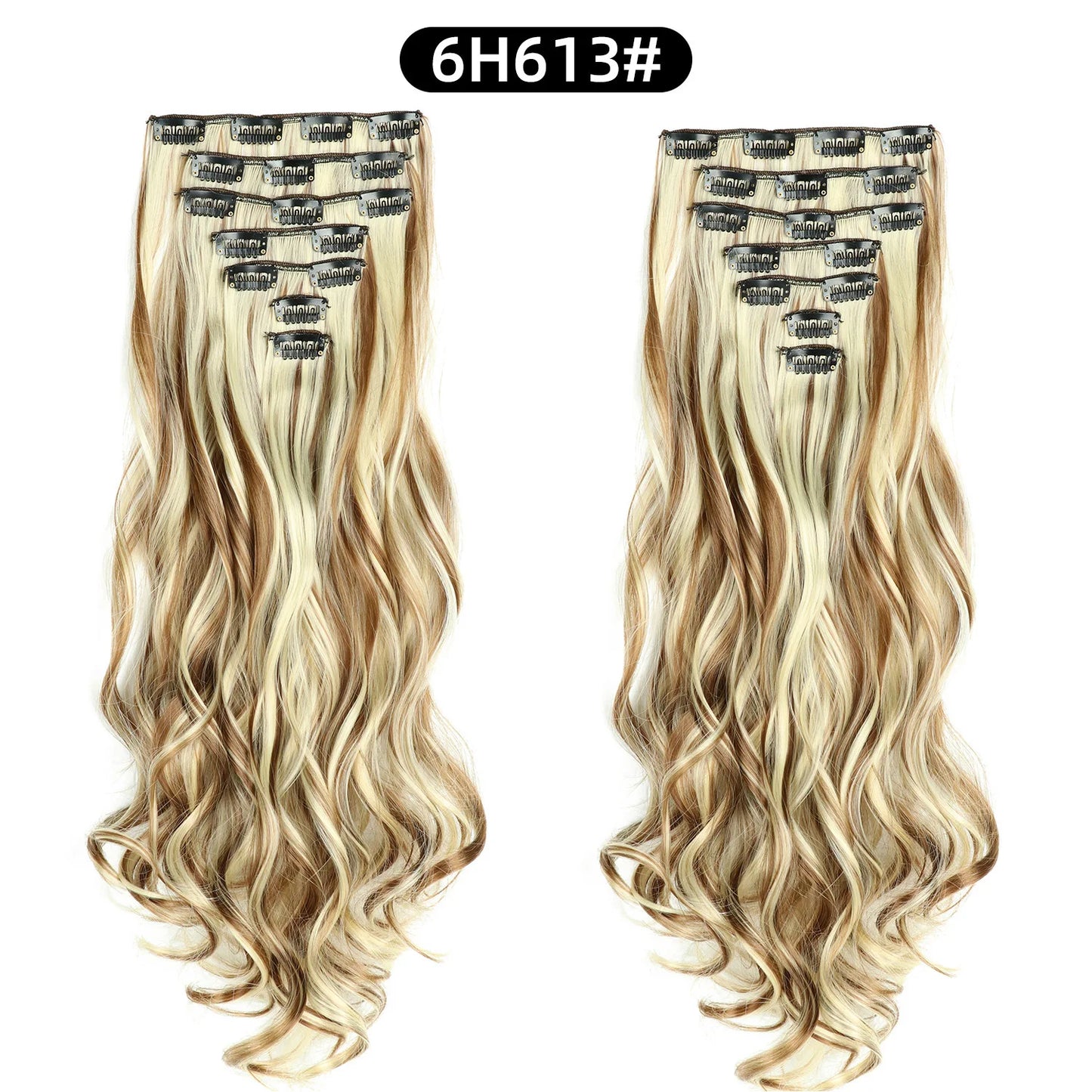 Clip In Hair Extensions 7 PCS Full Head 22 Inch Long Curly Wavy  For Women Girls Hair Synthetic Wig Hairpieces
