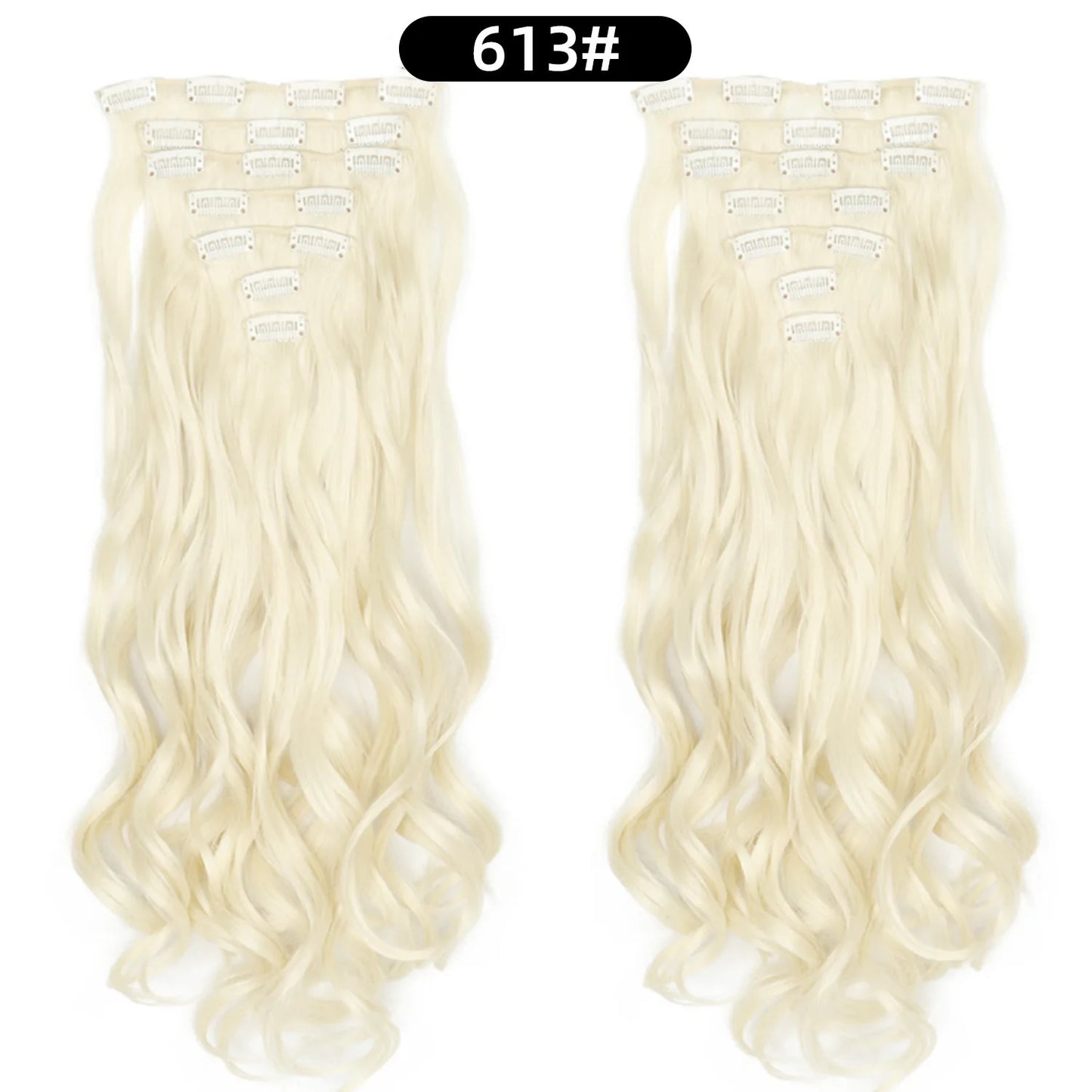 Clip In Hair Extensions 7 PCS Full Head 22 Inch Long Curly Wavy  For Women Girls Hair Synthetic Wig Hairpieces
