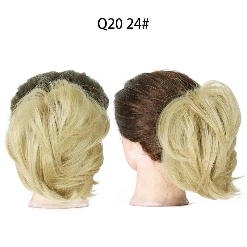 Hair Bun Ponytail Extension, Straight Synthetic Hairpiece Fully Short Ponytail Bun Extensions Hair Accessories Elastic Easy