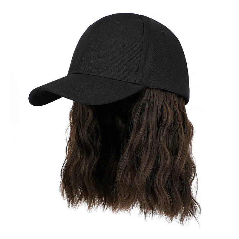 Synthetic Hat Wig for Women Wig Cap with Curly Hair Extensions Hat with Hair Wave Adjustable Baseball Cap Wigs